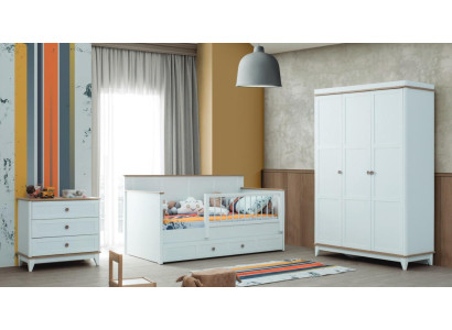 Parque infantil Cuna Juego de cama Cunita Blanco Madera Conjunto de 3 piezas