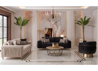 Sofá elegante de 3 plazas con sofá de 3 plazas y sillón para rediseñar la sala de estar de diseño nuevo.