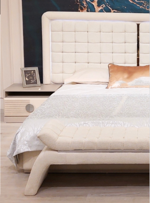 Juego de dormitorio de lujo de 6 piezas, juego completo de muebles de habitación cama mesita de noche armario banco
