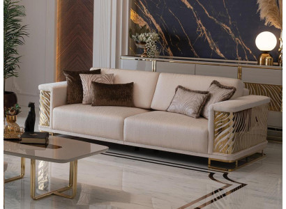 Sofá elegante de 4 plazas, nuevo diseño moderno en color beige con cojines.