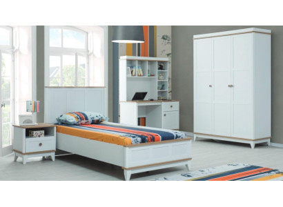 Cama juvenil muebles infantiles cama infantil conjunto completo de madera blanca moderna de 4 piezas.