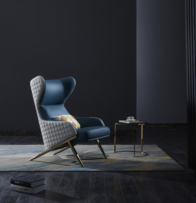 Sillón diseño sofá relax cuero salón club tapizado asiento lujo turquesa nuevo