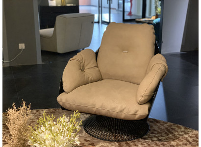 Butaca Club Lounge Diseño Silla de respaldo Sofá 1 plaza Cuero giratorio de televisión