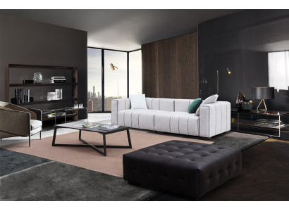 Sofá Sofá de cuero de imitación Couch Big - Sala de estar de lujo Asiento Acolchado de cuatro plazas
