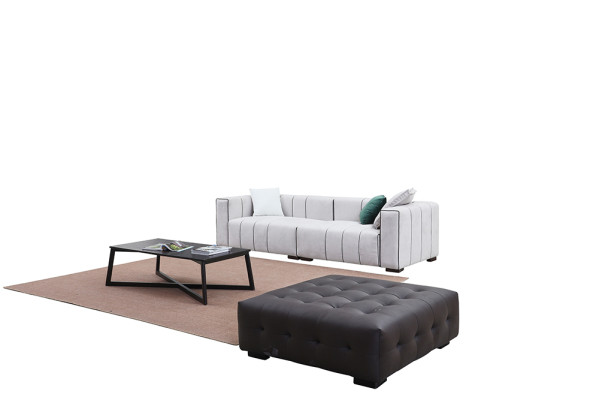 Sofá Sofá de cuero de imitación Couch Big - Sala de estar de lujo Asiento Acolchado de cuatro plazas
