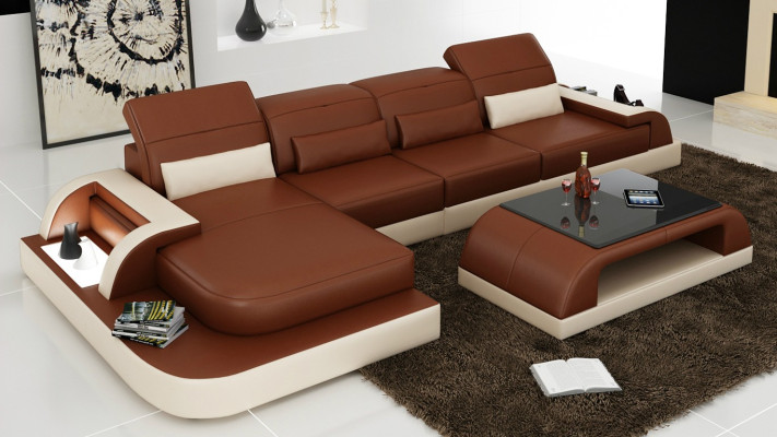 Sofá conjunto de cojines big xxl sofás sofás sofá sofá en forma de L + mesa