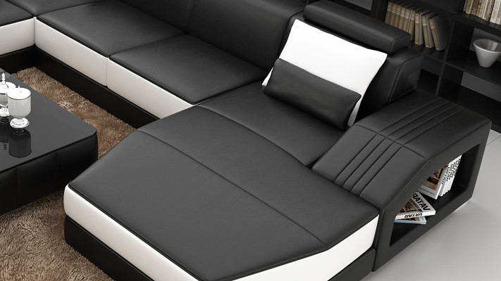 Diseño Sofá Sofá de lujo en cuero Asiento Esquina Conjunto de sofás Tapizado Esquina Sofá Rojo