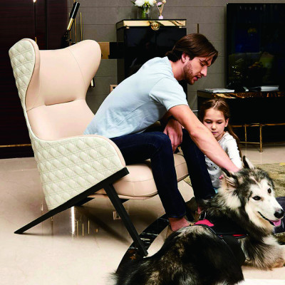 Silla Diseño Sofá Sofá Asiento Lujo Beige Nuevo Relax Cuero Salón Club Tapizado