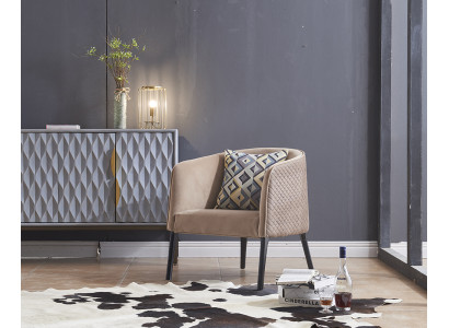 Silla de lujo tapizada Cóctel Relax Lounge Club Sillones Muebles Diseño Sillón beige