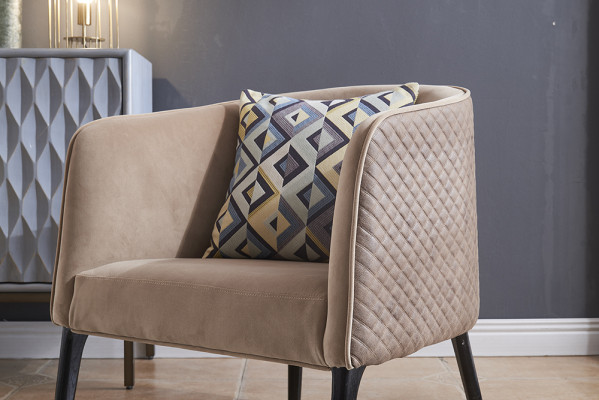 Silla de lujo tapizada Cóctel Relax Lounge Club Sillones Muebles Diseño Sillón beige