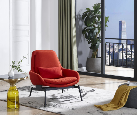 Silla de lujo acolchada para cócteles, relajación, sala de estar, club de muebles, diseño de silla roja.