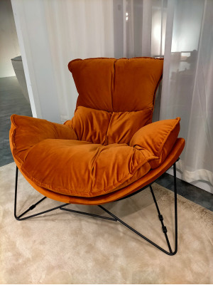 Silla de lujo tapizada cóctel Relax Lounge Club Sillas Mueble Sillón de diseño Naranja
