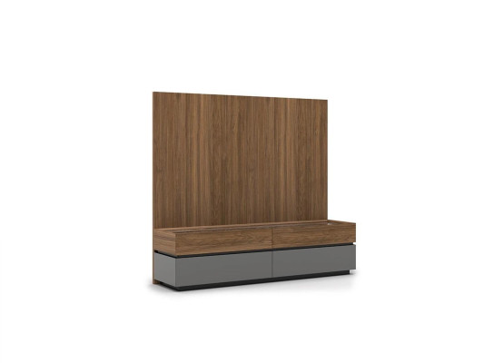 Muebles de sala, pared de salón de 320 cm, mobiliario marrón de lujo, estanterías de pared.
