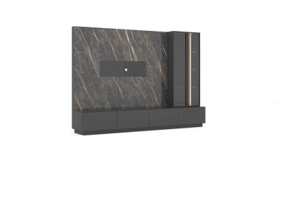 Mueble de salón de lujo de diseñador de 6 piezas en madera gris moderno.