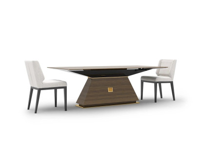 Grupo de lujo Textil Tapicería 4 sillas Mesa de comedor de madera Juego de diseño de comedor
