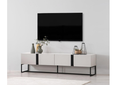 Mueble de televisión soporte de TV armario RTV mesa de TV salón blanco madera moderno