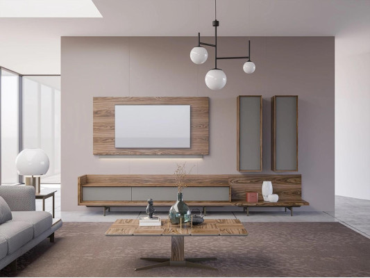 Mobiliario de salón, soporte de TV, armario de pared completo, marco de TV, diseño de interiores.
