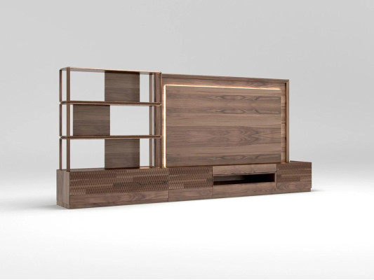 Salón de lujo, estantería para la televisión, muebles de madera, estanterías de libros, marco de televisión, nuevos.