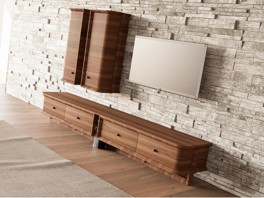 Completamente mueble de pared sala de estar Soporte para TV 2x armario de pared muebles de madera