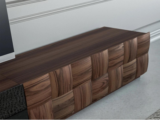 Sala de estar completa de 4 piezas: soporte para TV, pared de la sala, muebles de madera, estante de pared, armario de pared.