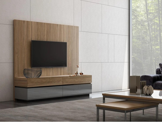 Conjunto de pared para TV de madera Estilo moderno Muebles de sala de estar Soporte de TV nuevo Mobiliario