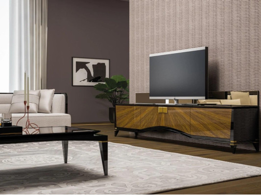 Diseño moderno de soporte de TV para sala de estar Mueble de TV de diseño moderno de madera nueva