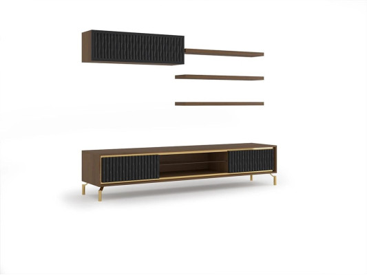 Conjunto completo de muebles de madera modernos para sala de estar, armario de pared, 5 piezas, 3 estantes de pared nuevos.