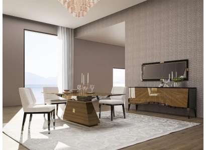 Muebles de comedor de lujo modernos, diseño de mesa de comedor 4 sillas conjunto de comedor aparador