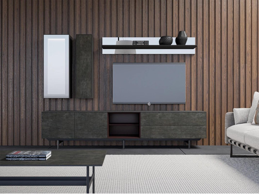 Mueble de salón moderno, soporte de TV colgante, vitrina colgante, estante de pared de lujo, muebles de salón.