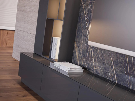 Juego completo de muebles de salón 6 piezas, pared de diseñador, mobiliario de madera, decoración de lujo.
