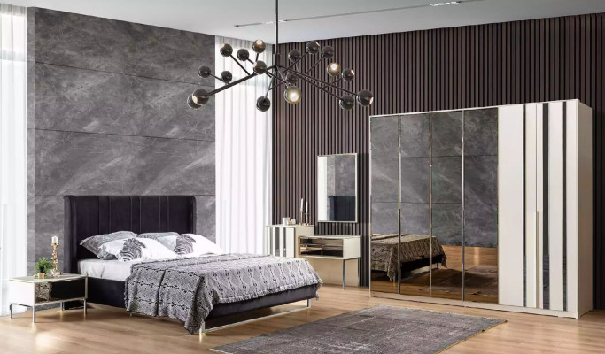 Armario de lujo de dormitorio de madera con diseño de muebles de armario de vidrio.
