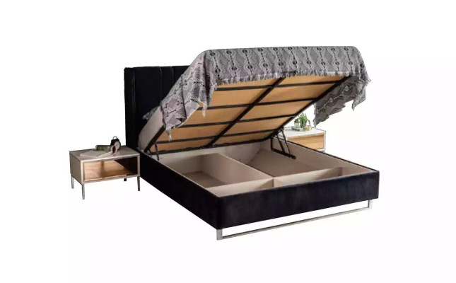 Dormitorio Cama 2x Mesitas de noche Muebles de lujo 3 piezas Moderno Camas Nuevo