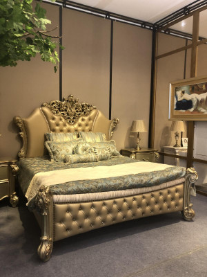Diseño de cama cama doble camas lujo clásico barroco Chesterfield 184x214cm nuevo
