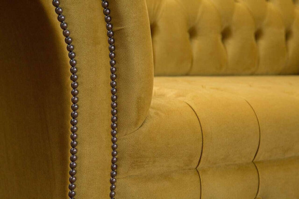 Sofá Chesterfield Conjunto de muebles 2x de un asiento Set Sofá Amarillo Textil