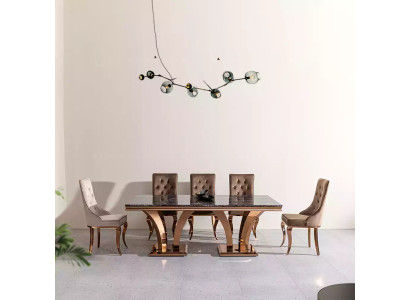 Mesa de comedor de lujo Diseño de mesa de comedor moderna Mesas de comedor de comedor Tabla de metal