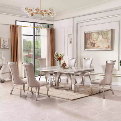 Mesa de comedor de lujo Diseño de mesa de comedor moderna Mesas de comedor de comedor Tabla de metal