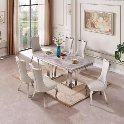 Mesa de comedor de lujo Diseño de mesa de comedor moderna Mesas de comedor de comedor Tabla de metal
