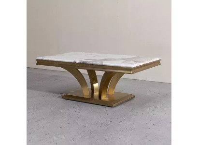Mesa de café Diseño Sala de estar Lujo Mesas Mobiliario Oro 115x70