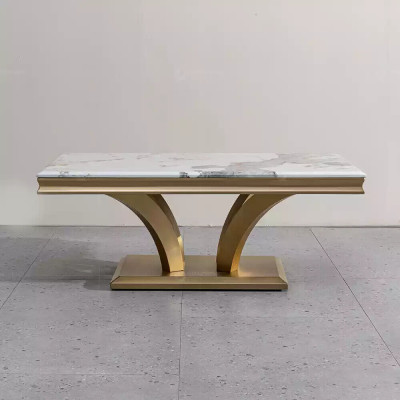 Mesa de café Diseño Sala de estar Lujo Mesas Mobiliario Oro 115x70
