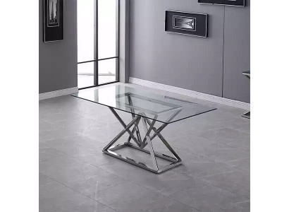 Mesa de vidrio Mesas de pedestal Mesas plateadas Mesas de vidrio Mesa Muebles de lujo 180x90