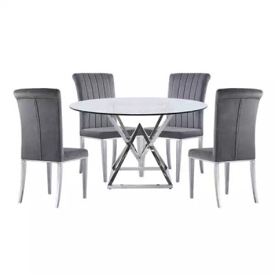 Mesa de vidrio Mesas de pedestal Mesas plateadas Mesas de vidrio Mesa Muebles de lujo 180x90