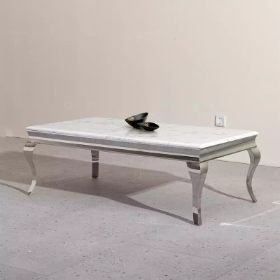 Mesa de centro Diseño Sala de estar Mesa de lujo Sofá Mesa auxiliar 130x70 Plata