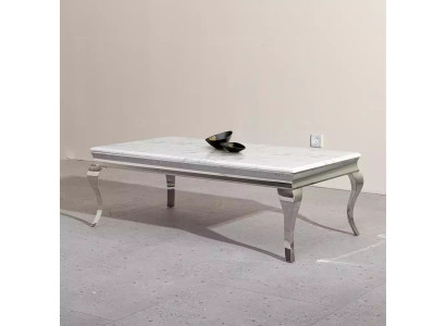 Mesa de centro Diseño Sala de estar Mesa de lujo Sofá Mesa auxiliar 130x70 Plata
