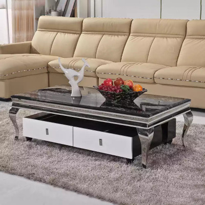 Mesa de centro Diseño Sala de estar Mesa de lujo Sofá Mesa auxiliar 130x70 Plata