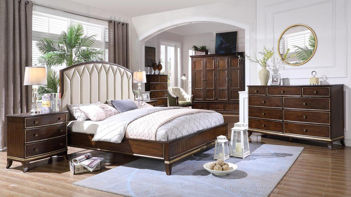 Cama 2x Mesitas de noche Cómoda Conjunto de dormitorio Diseño Lujo nuevo 4 piezas