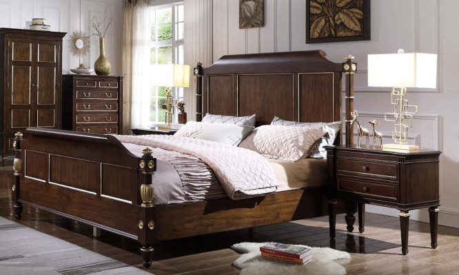 Cama 2x mesita de noche cómoda conjunto completo de muebles de dormitorio 4 piezas nuevo