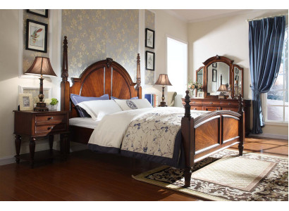 Cama 2x mesitas de noche conjunto de dormitorio diseño de lujo nuevo marrón 3 piezas moderno