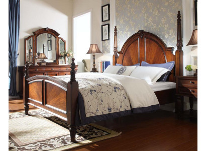 Dormitorio Cama Clásico Nuevo y elegante en un estilo moderno de madera marrón de lujo.