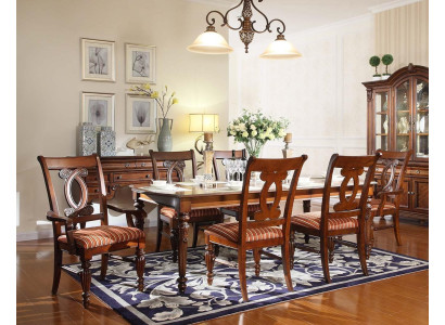 Comedor mesa de comedor 4 sillas 2 sillones Conjunto de 7 piezas de lujo de muebles de madera