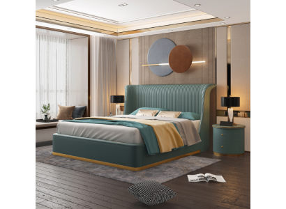 Cama de diseñador Dormitorio Cama Decoración Hotel Lujo Tapizado Nuevo